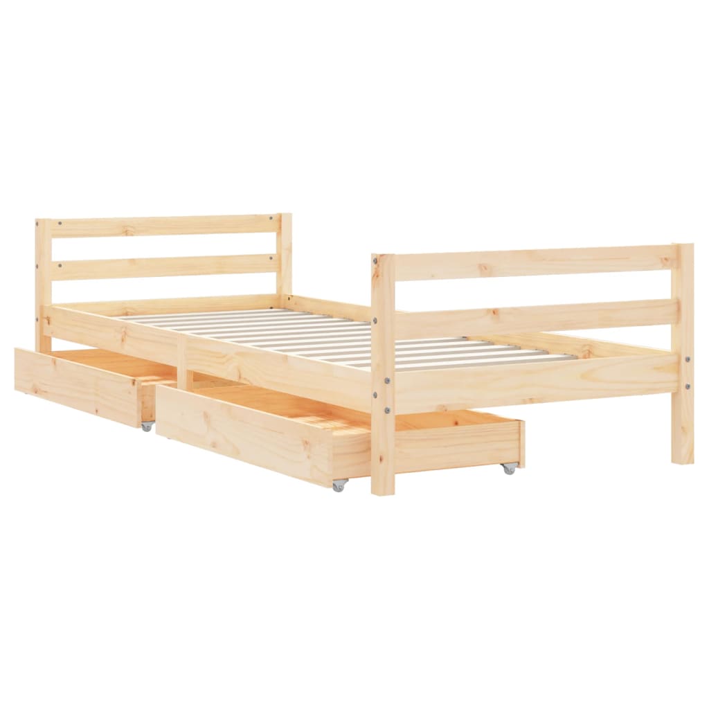 Children's bed with drawers 90x200 cm solid pine wood