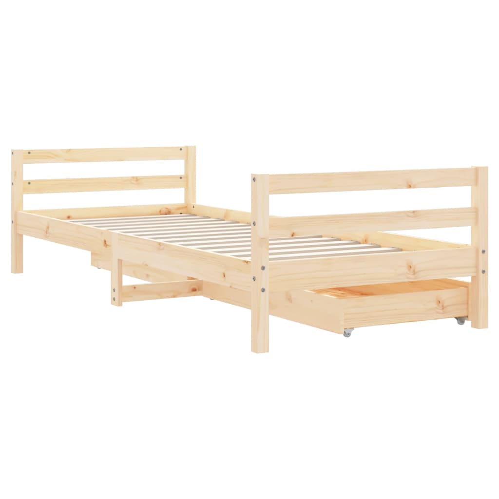 Children's bed with drawers 90x200 cm solid pine wood