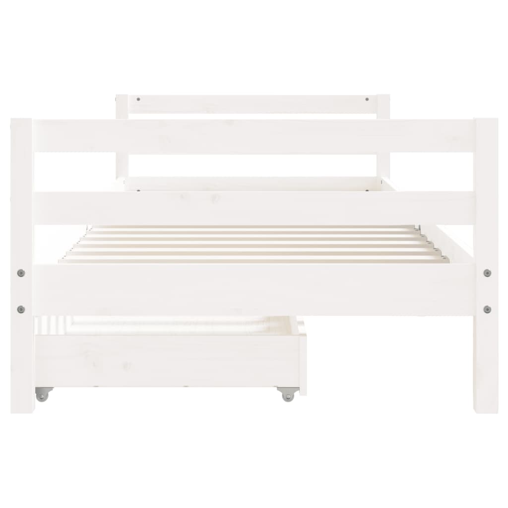 Children's bed with drawers white 90x200 cm solid pine wood