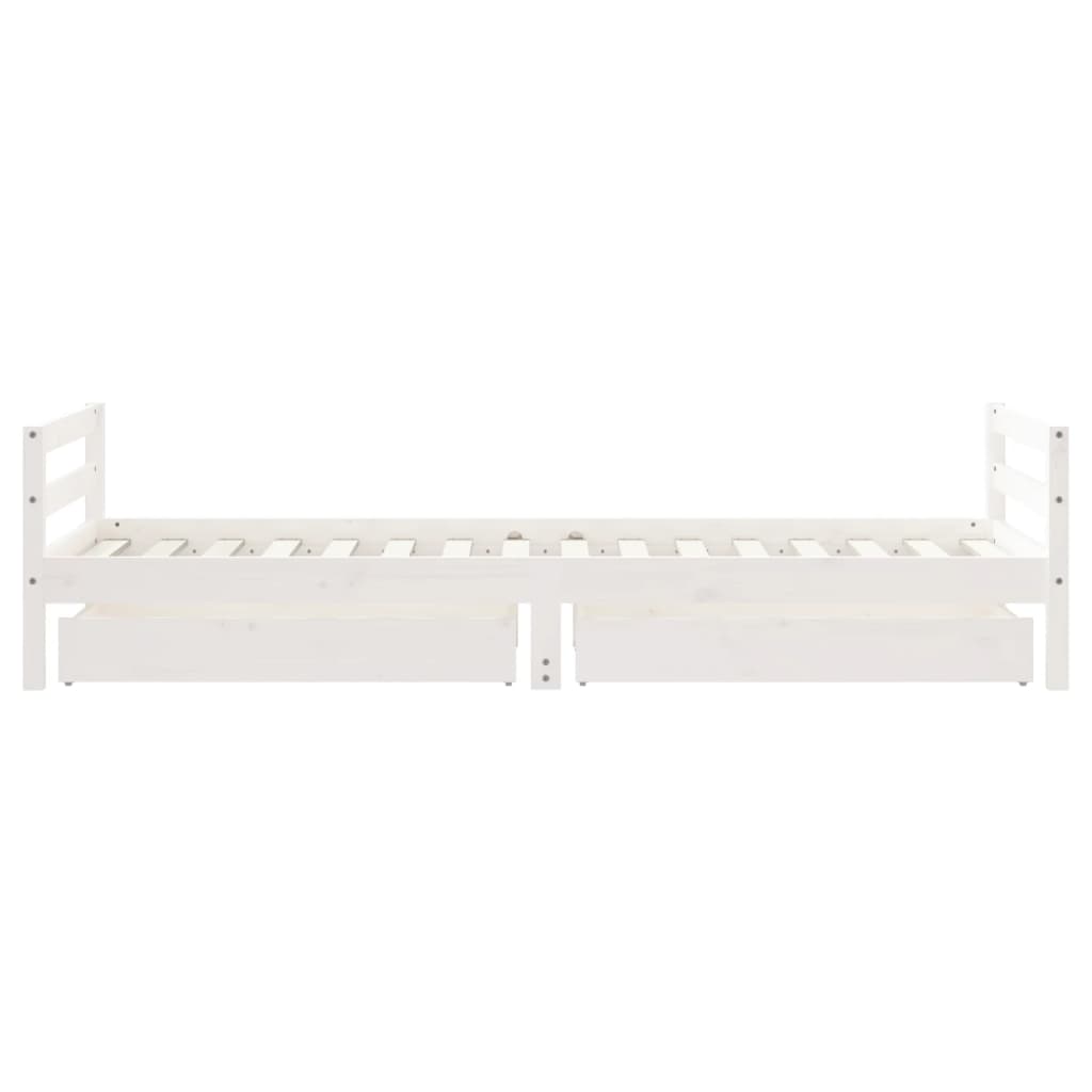 Children's bed with drawers white 90x200 cm solid pine wood