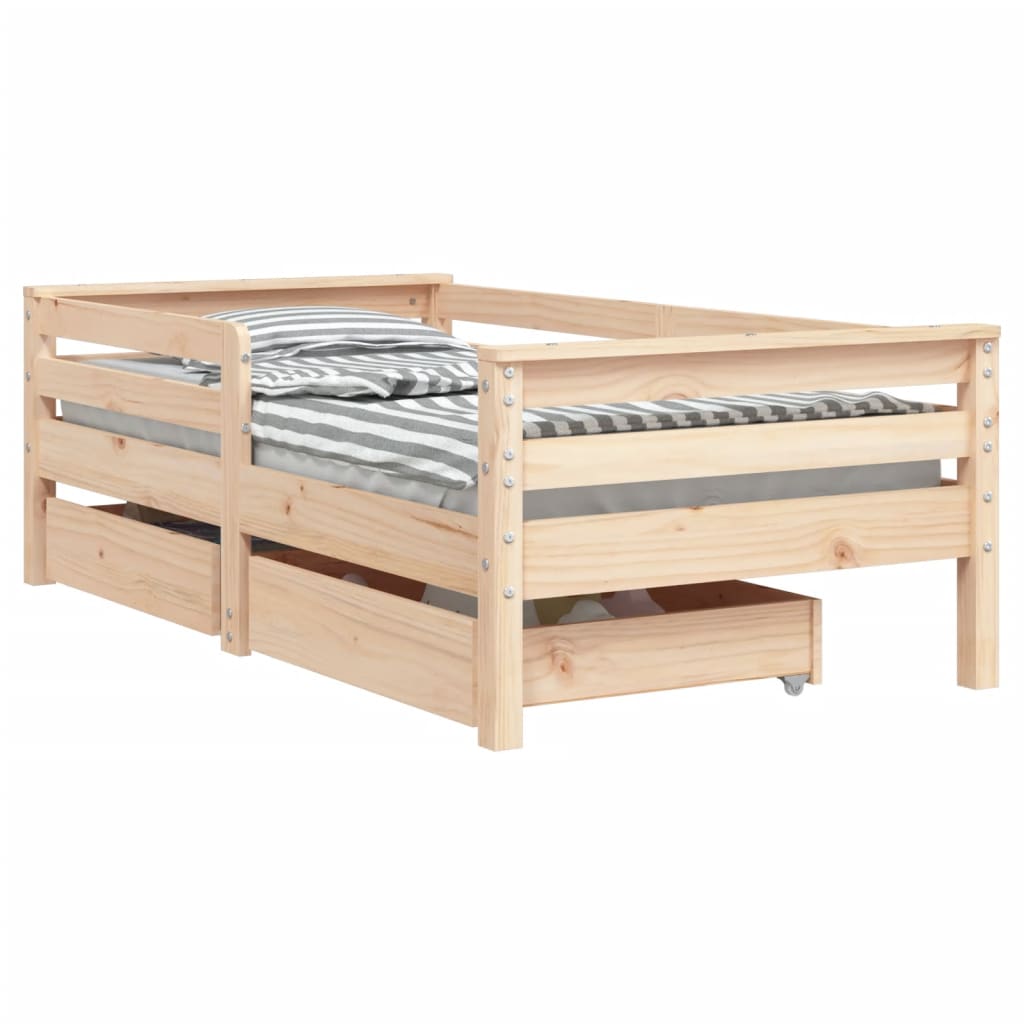 Children's bed with drawers 70x140 cm solid pine wood