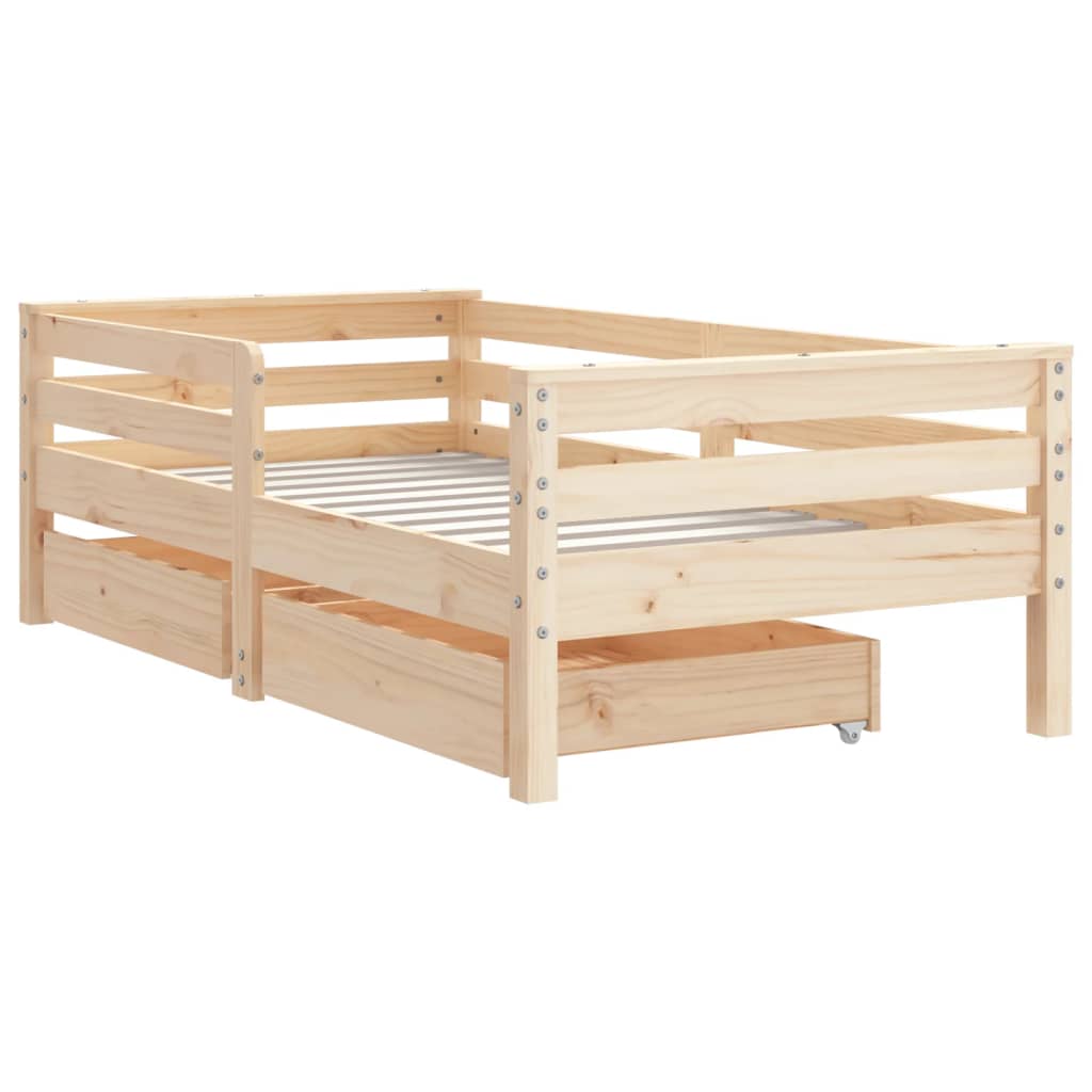 Children's bed with drawers 70x140 cm solid pine wood