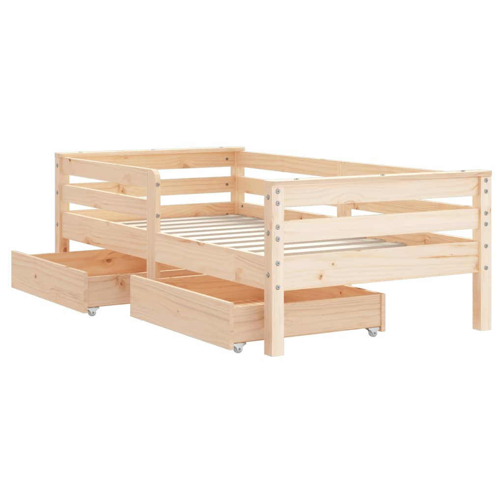 Children's bed with drawers 70x140 cm solid pine wood