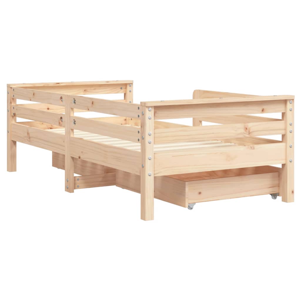 Children's bed with drawers 70x140 cm solid pine wood