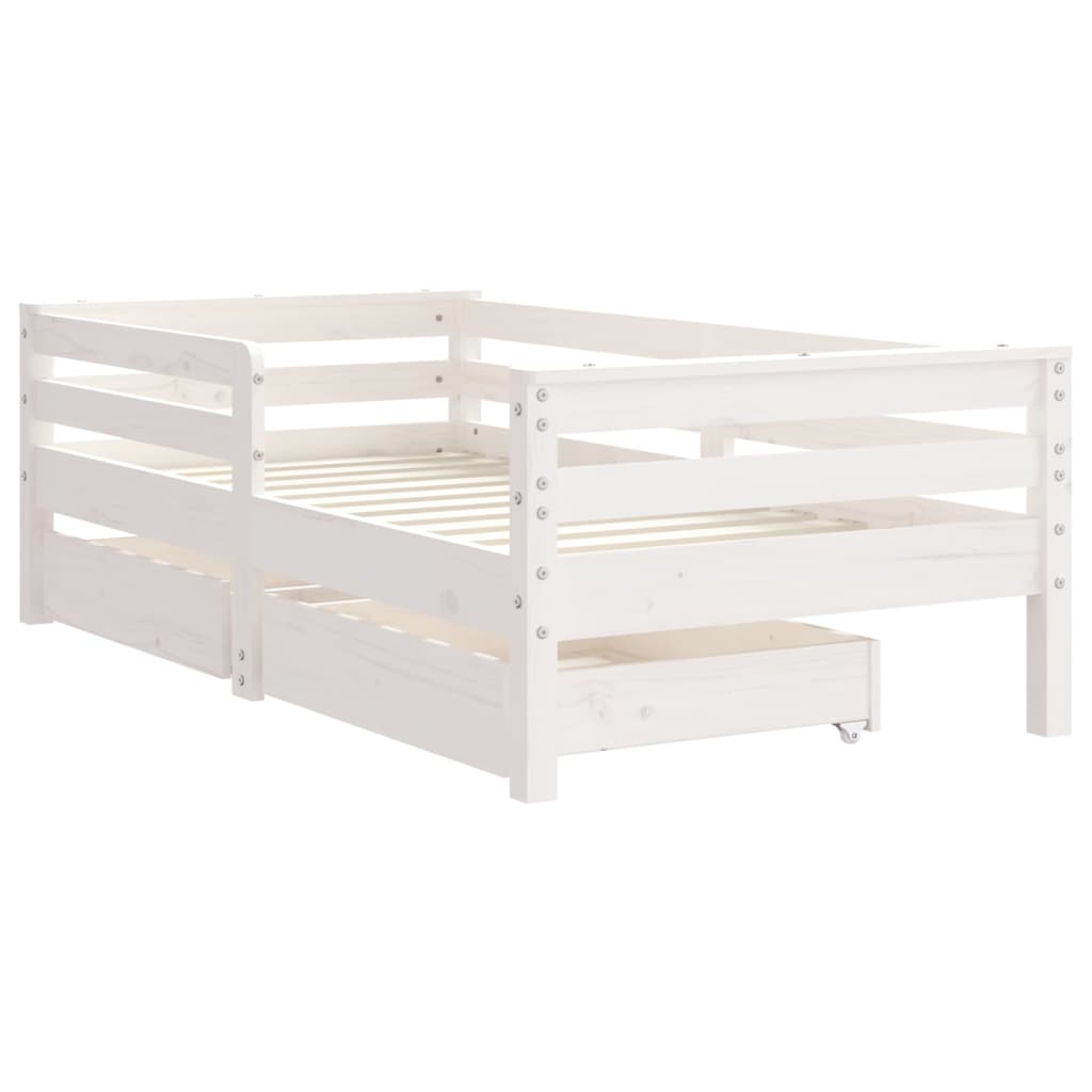 Children's bed with drawers white 70x140 cm solid pine wood