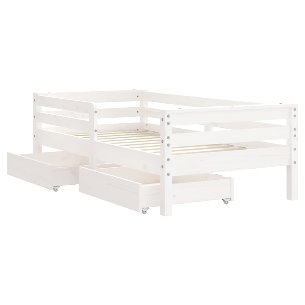 Children's bed with drawers white 70x140 cm solid pine wood