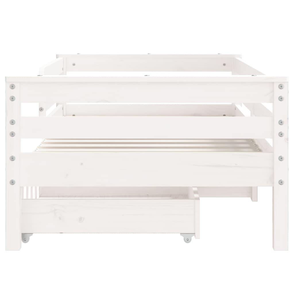 Children's bed with drawers white 70x140 cm solid pine wood