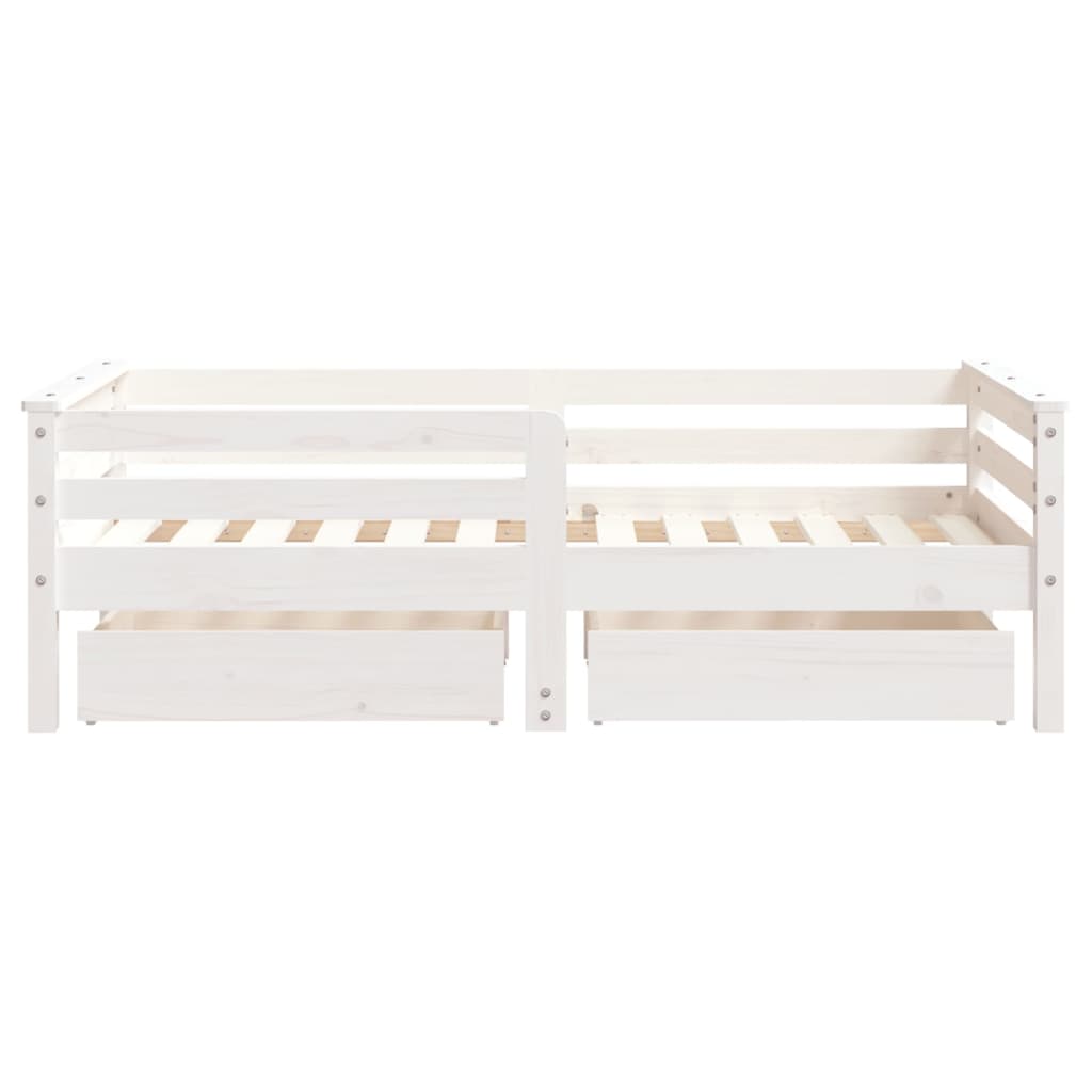 Children's bed with drawers white 70x140 cm solid pine wood