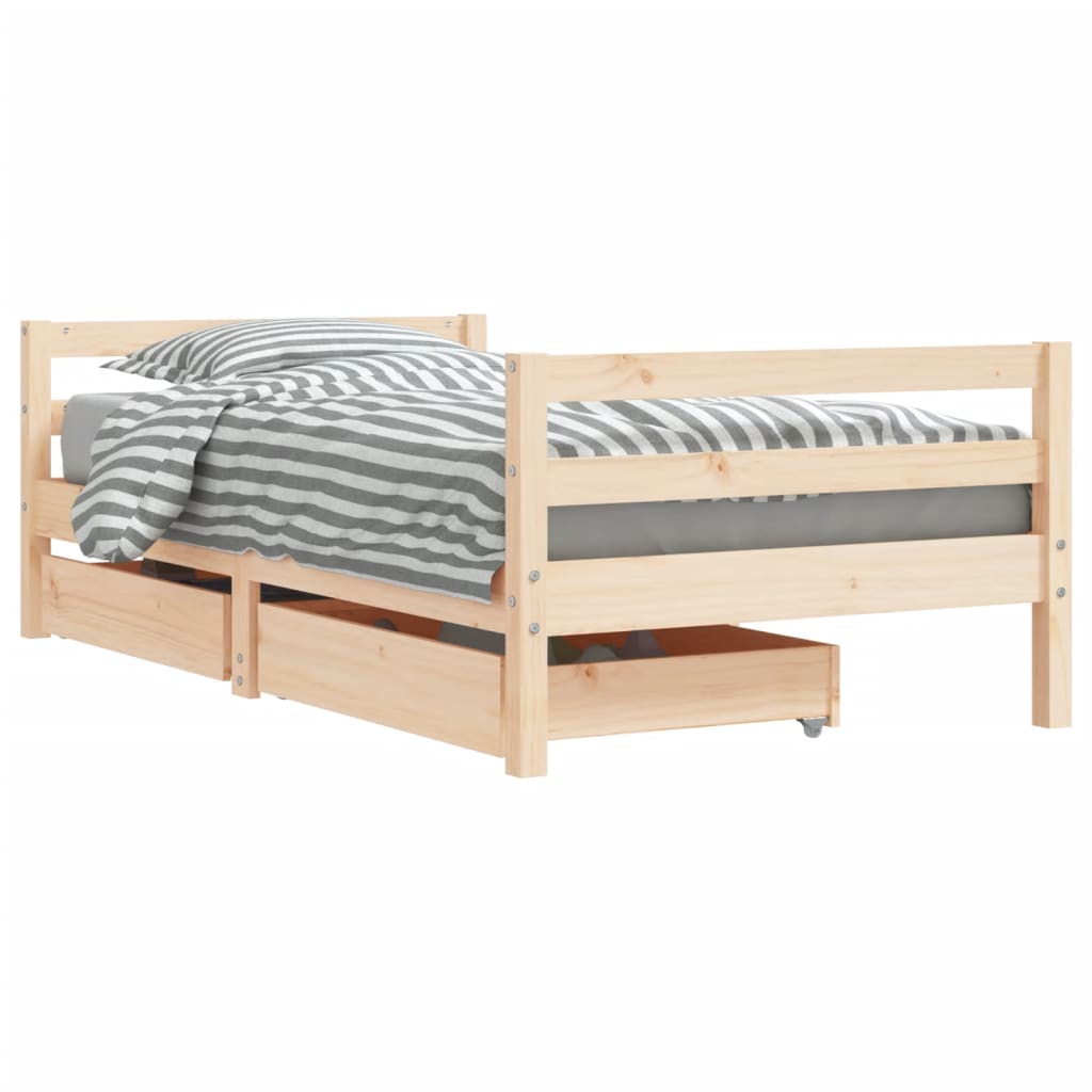 Children's bed with drawers 80x160 cm solid pine wood