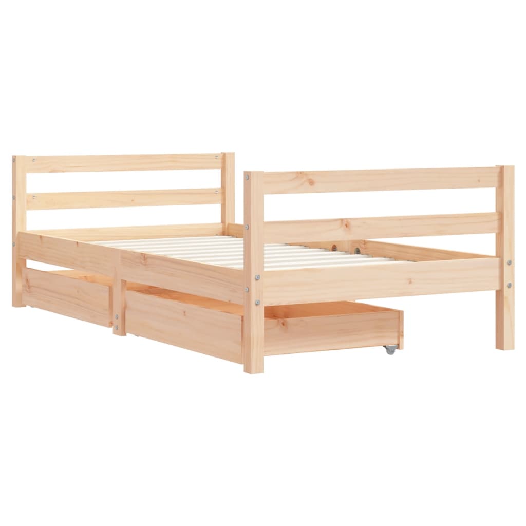 Children's bed with drawers 80x160 cm solid pine wood