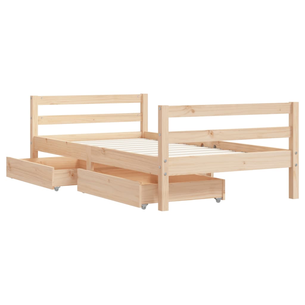 Children's bed with drawers 80x160 cm solid pine wood