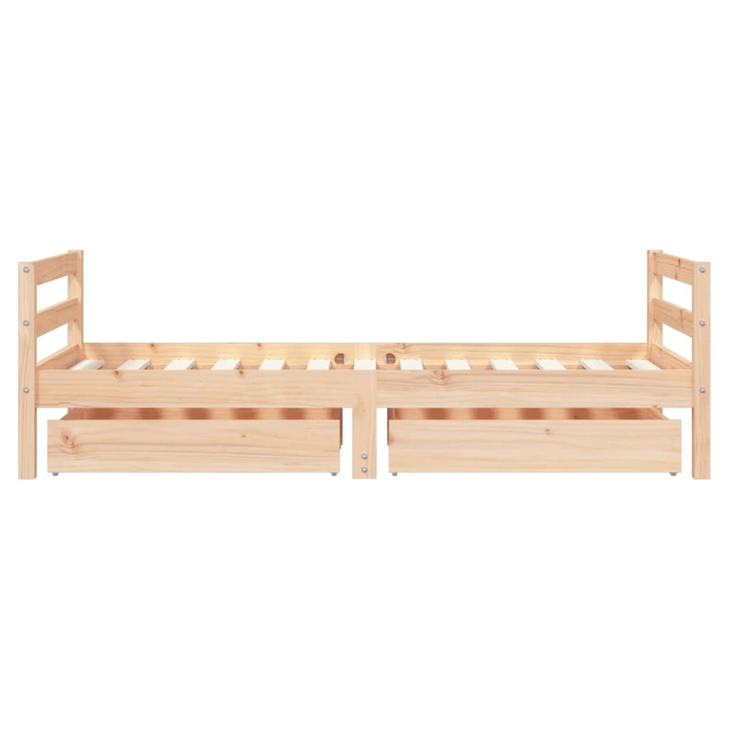 Children's bed with drawers 80x160 cm solid pine wood