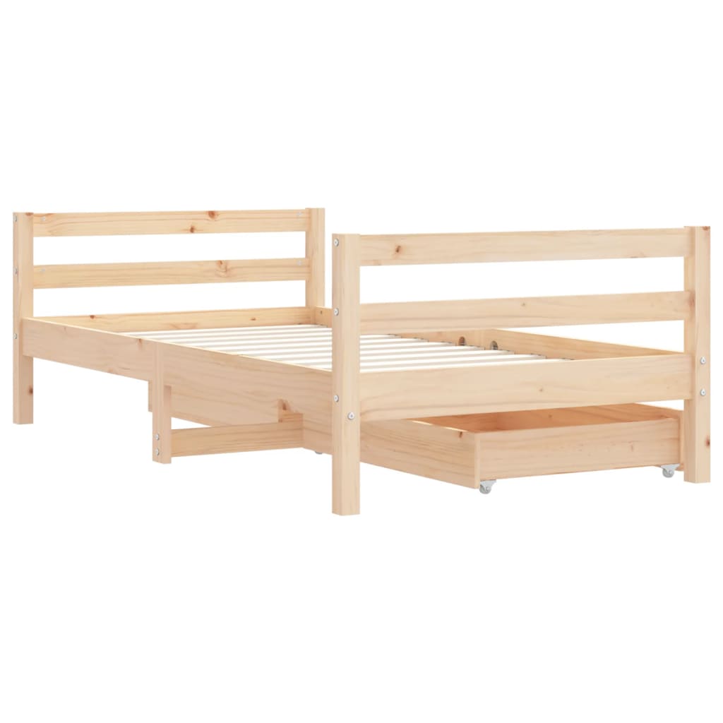 Children's bed with drawers 80x160 cm solid pine wood