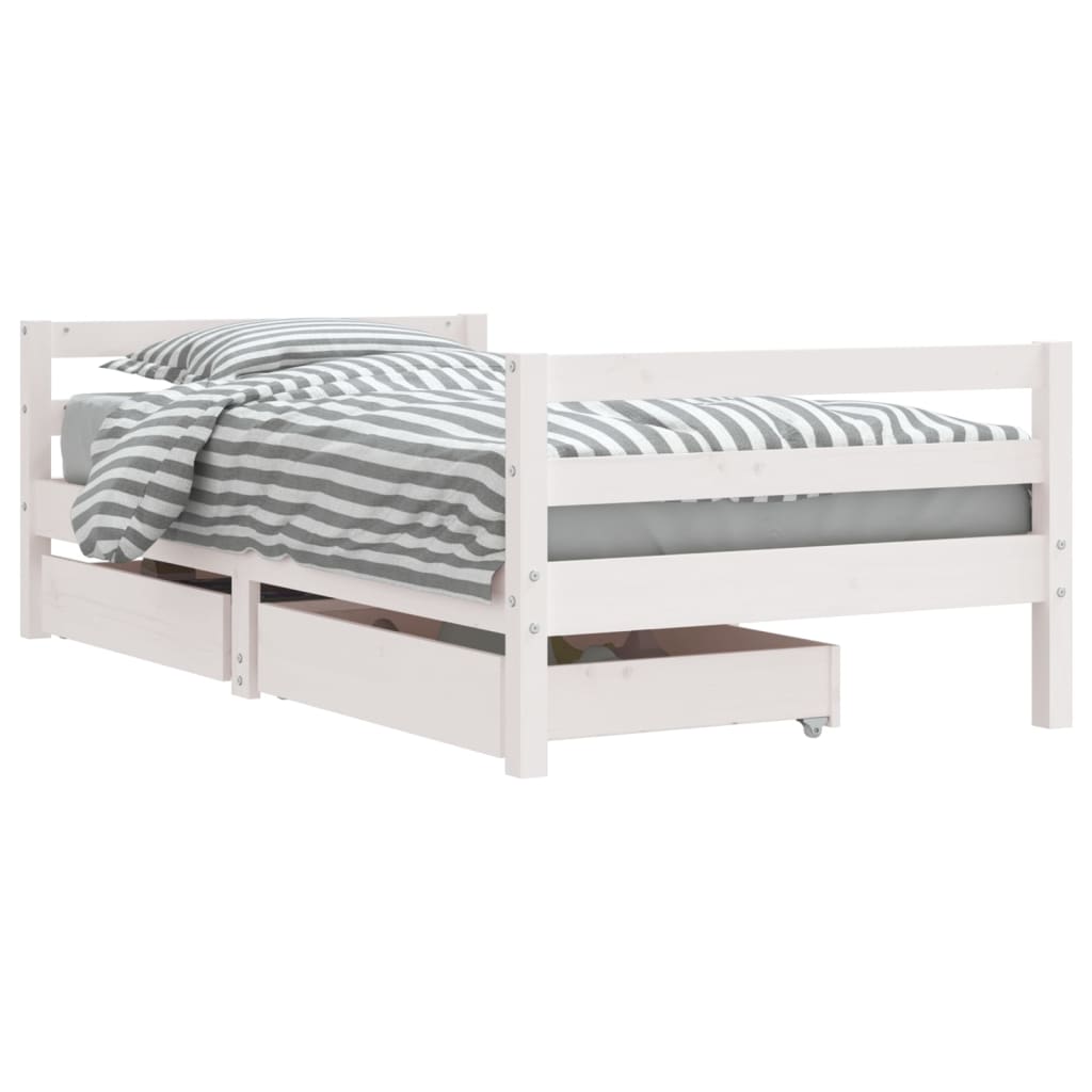 Children's bed with drawers white 80x160 cm solid pine wood