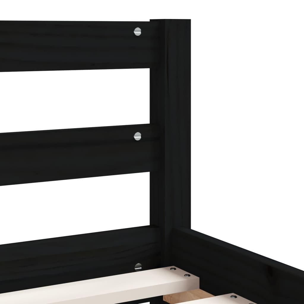 Children's bed with drawers black 80x160 cm solid pine wood