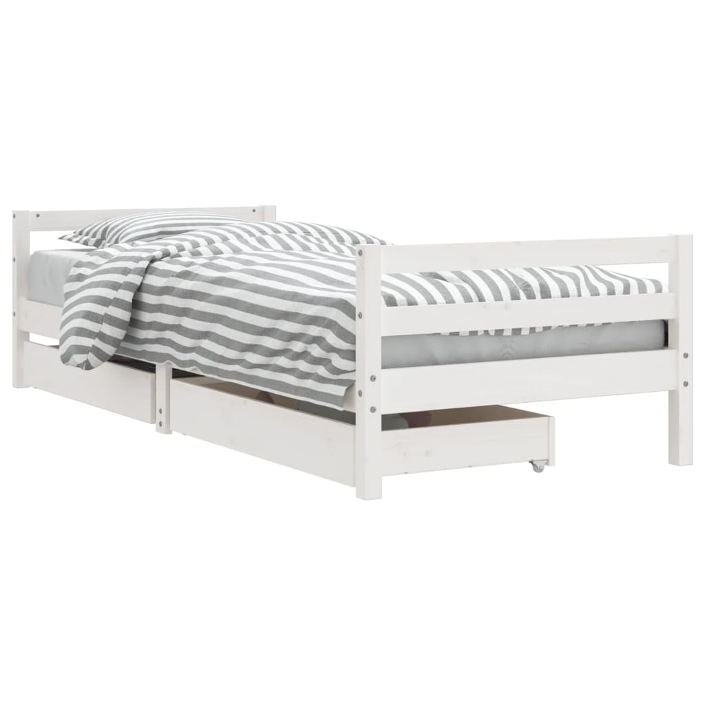 Children's bed with drawers white 90x190 cm solid pine wood