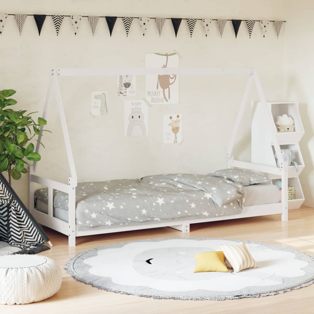 Children's bed white 80x200 cm solid pine wood