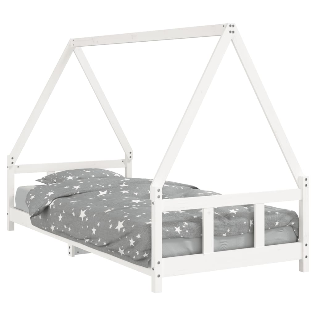 Children's bed white 90x200 cm solid pine wood