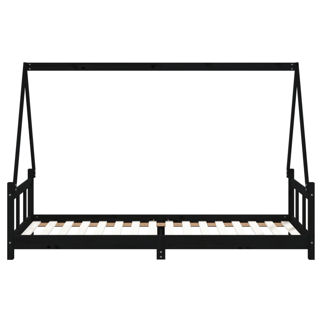 Children's bed black 90x200 cm solid pine wood