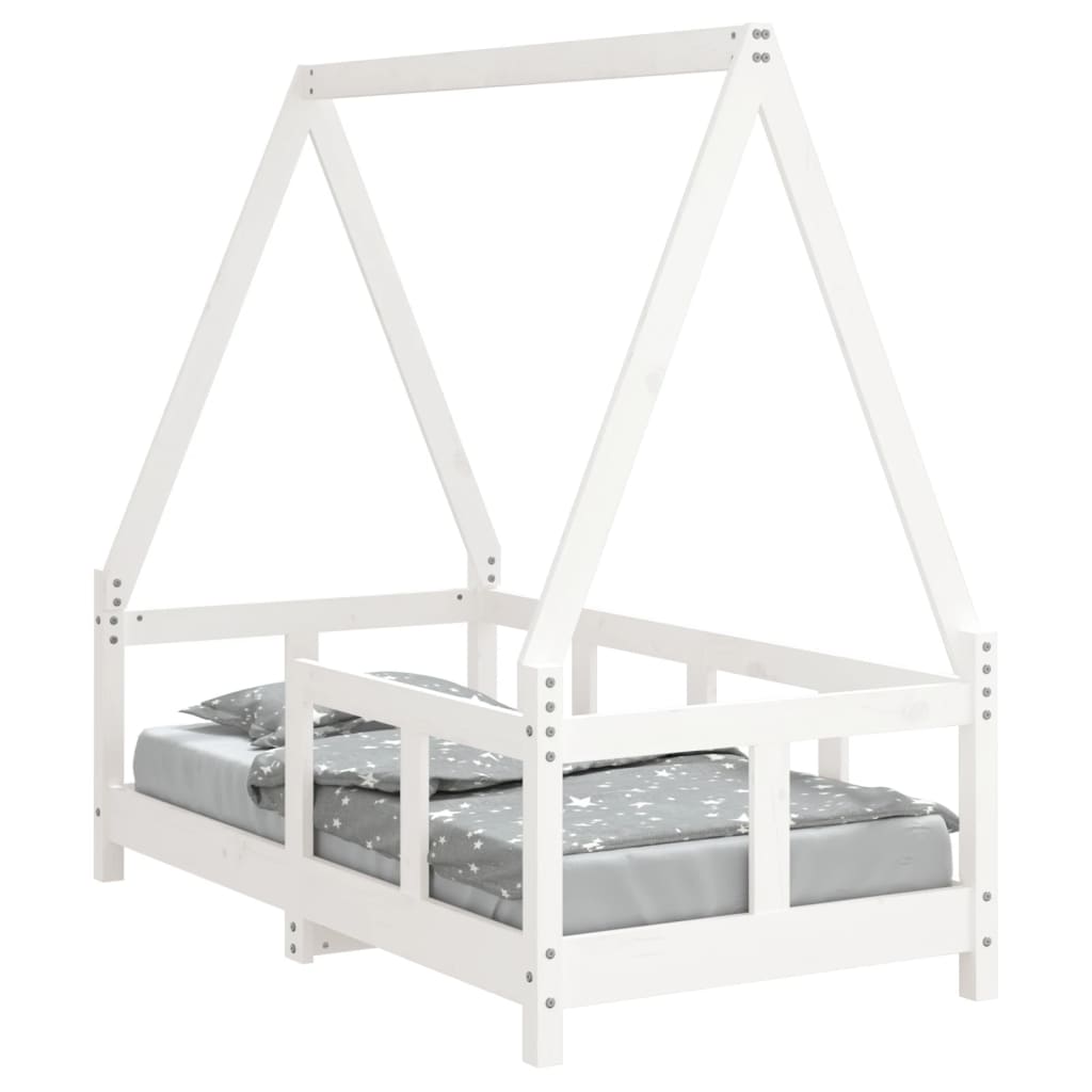 Children's bed white 70x140 cm solid pine wood