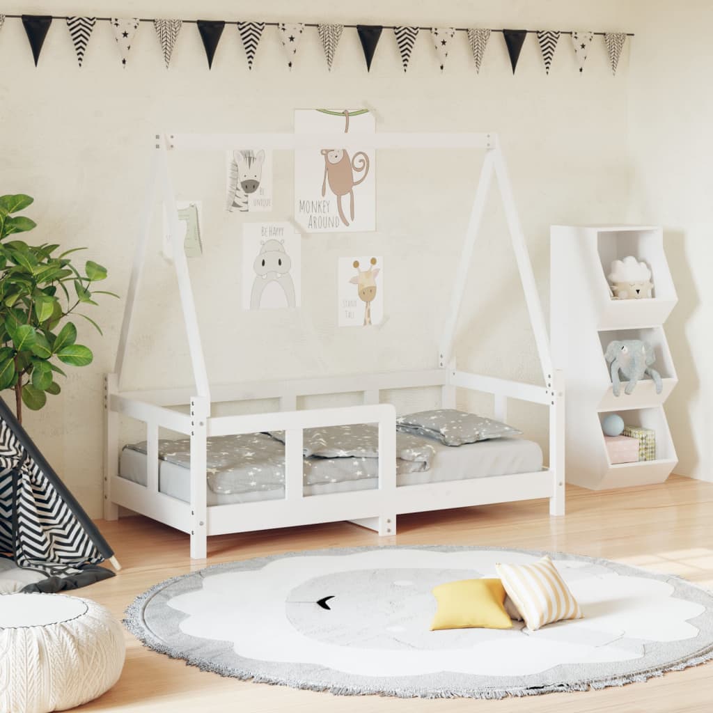 Children's bed white 70x140 cm solid pine wood