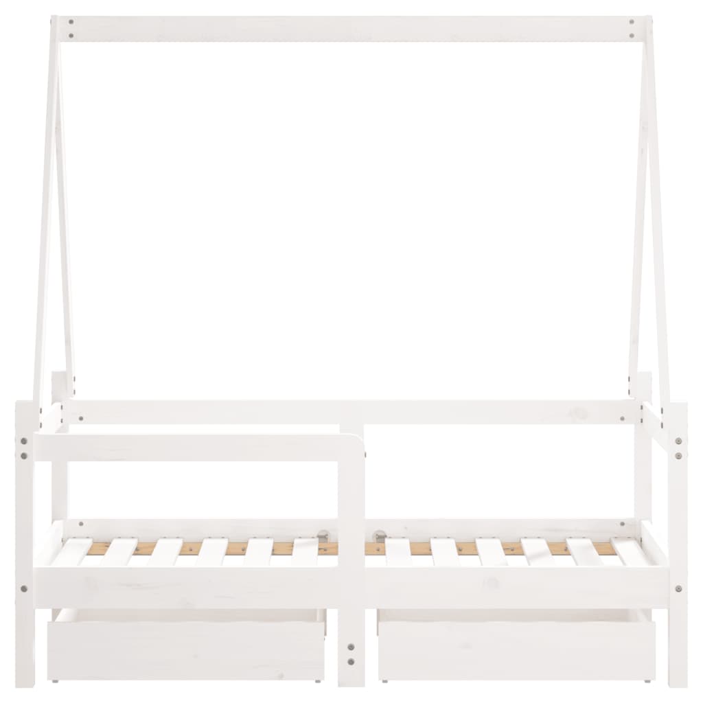 Children's bed with drawers white 70x140 cm solid pine wood