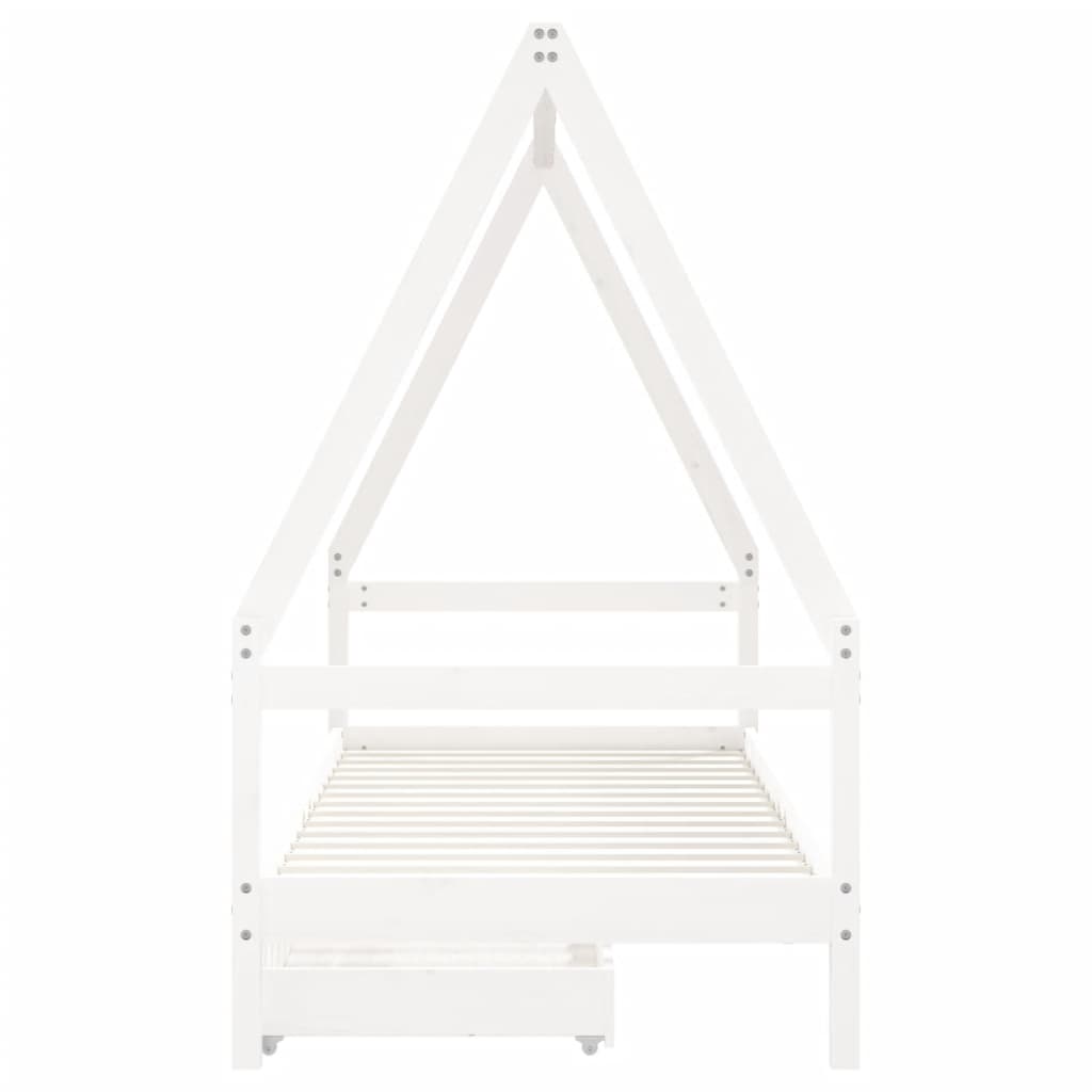 Children's bed with drawers white 90x190 cm solid pine wood