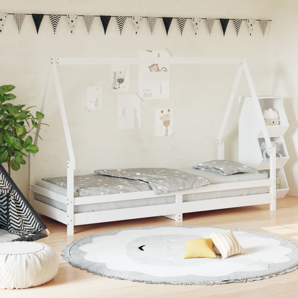 Children's bed white 90x200 cm solid pine wood