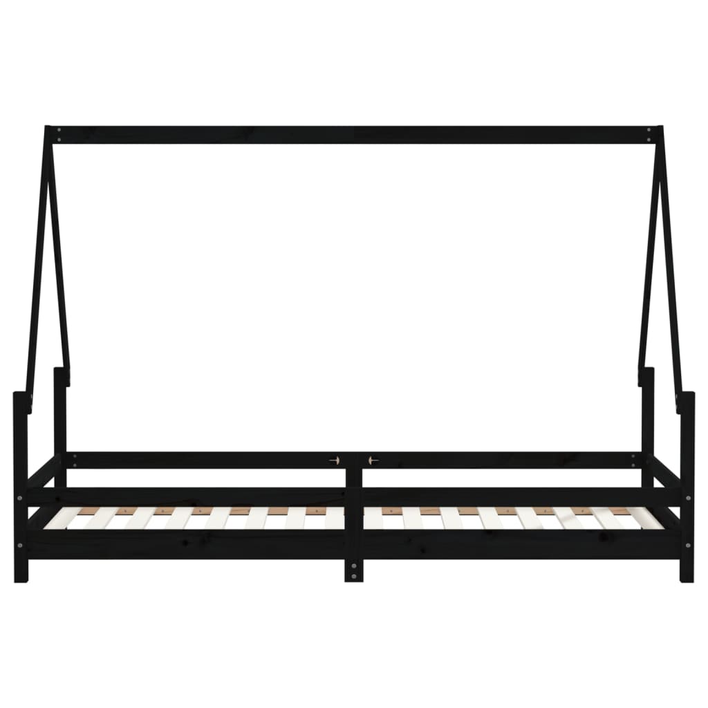 Children's bed black 90x200 cm solid pine wood