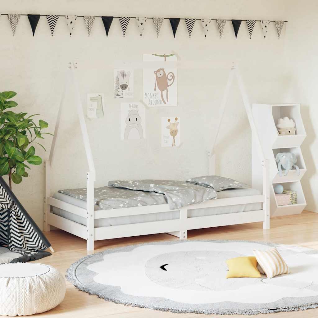 Children's bed white 80x160 cm solid pine wood