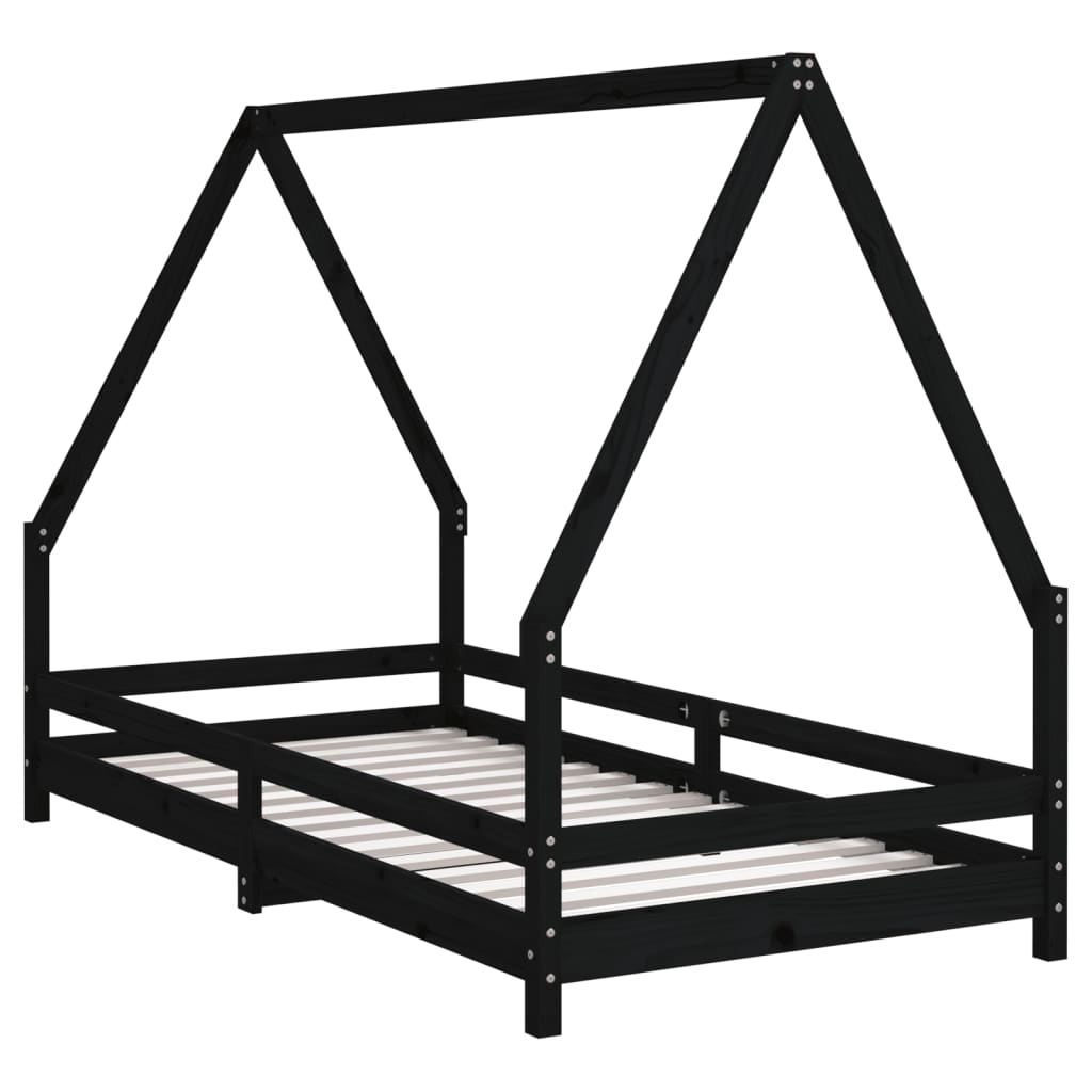 Children's bed black 90x190 cm solid pine wood