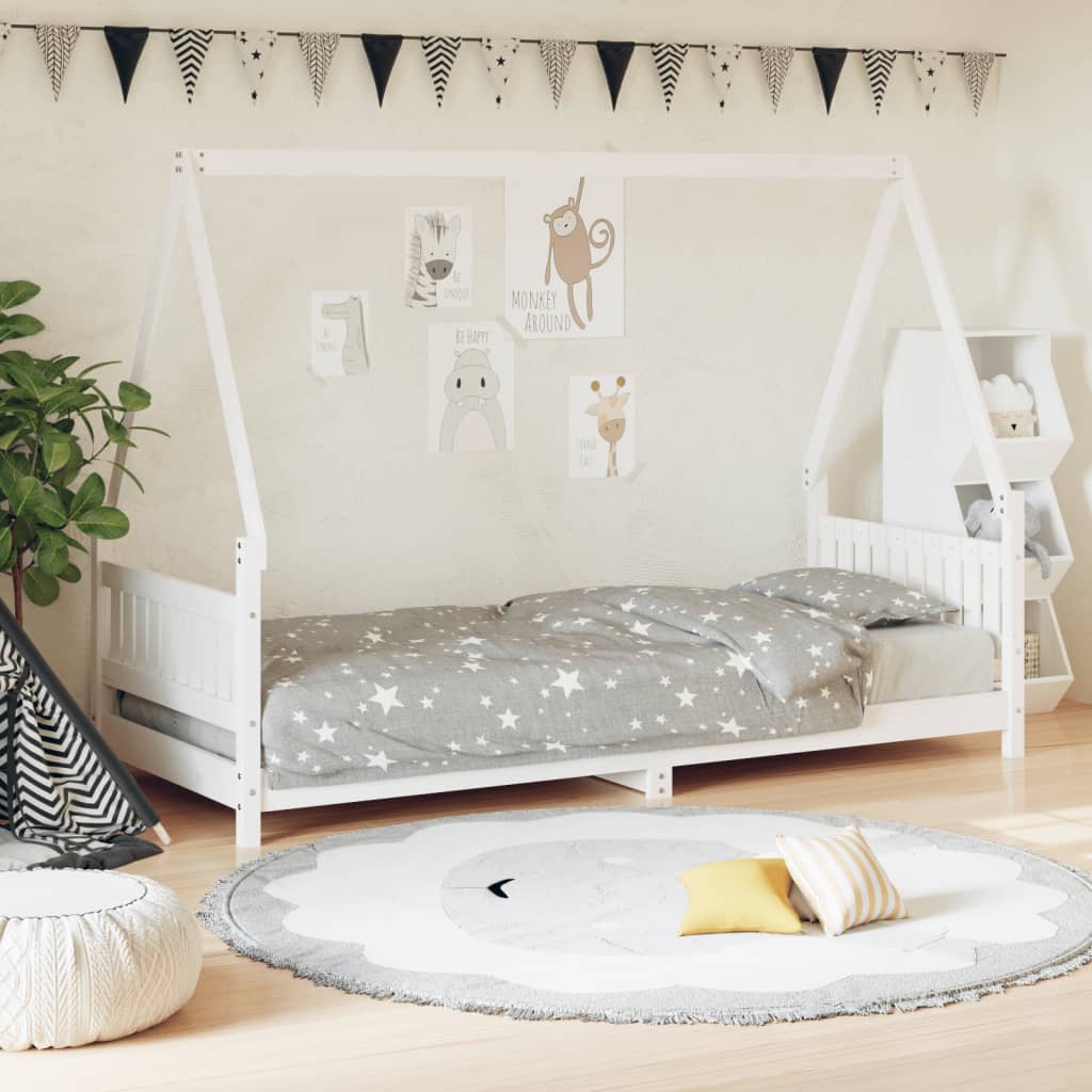 Children's bed white 80x200 cm solid pine wood