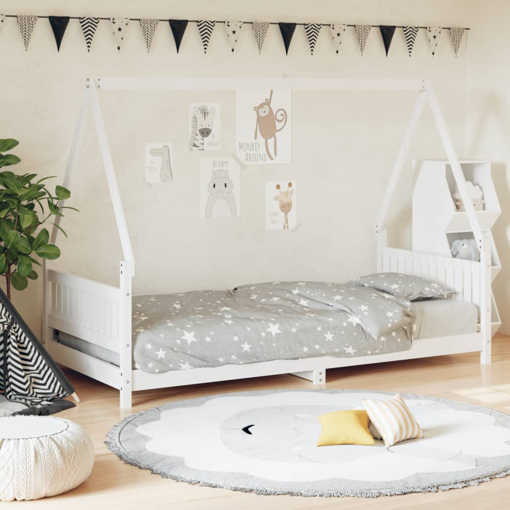 Children's bed white 90x200 cm solid pine wood