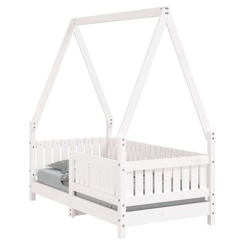 Children's bed white 70x140 cm solid pine wood