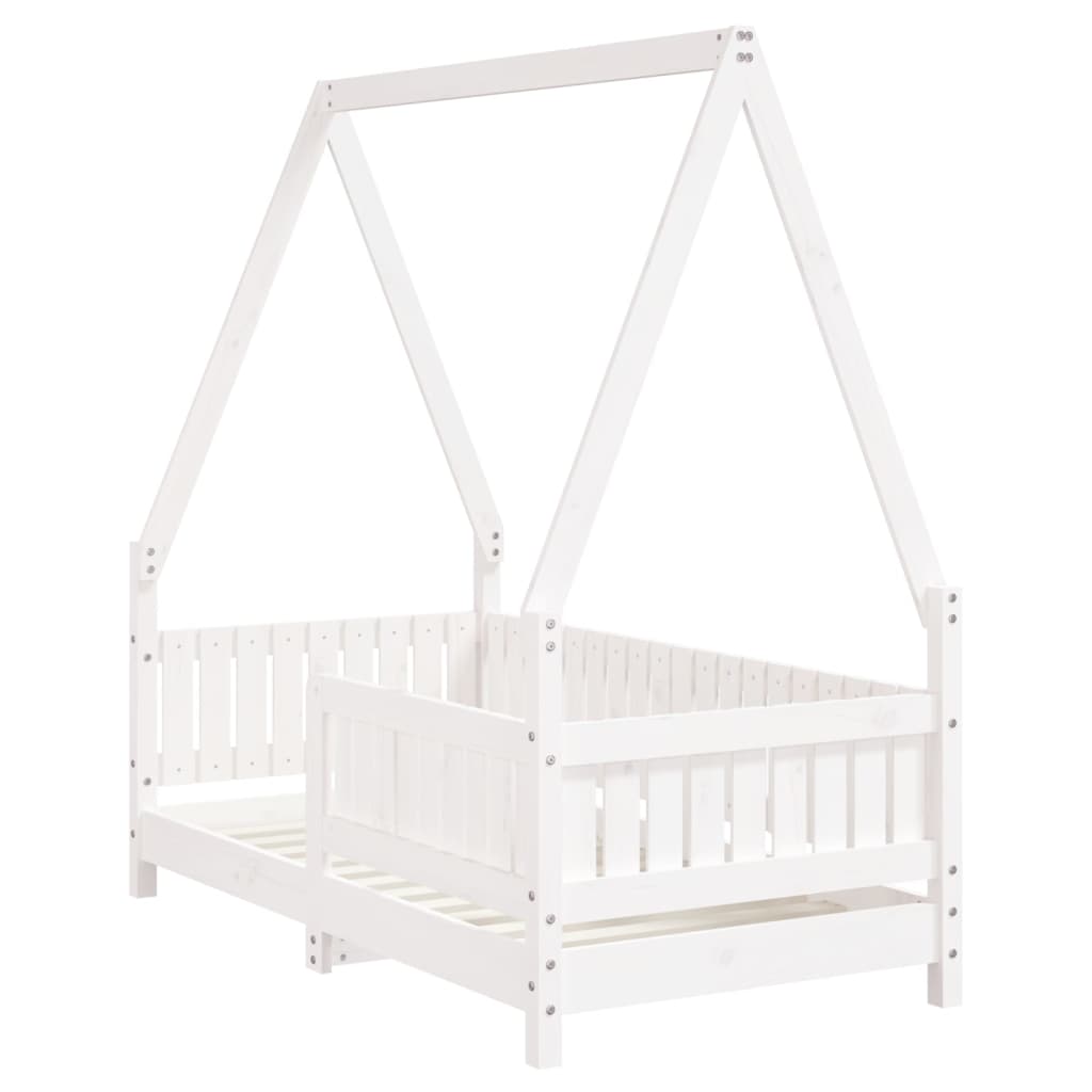 Children's bed white 70x140 cm solid pine wood