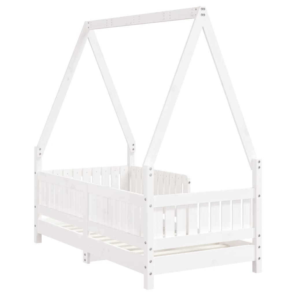 Children's bed white 70x140 cm solid pine wood