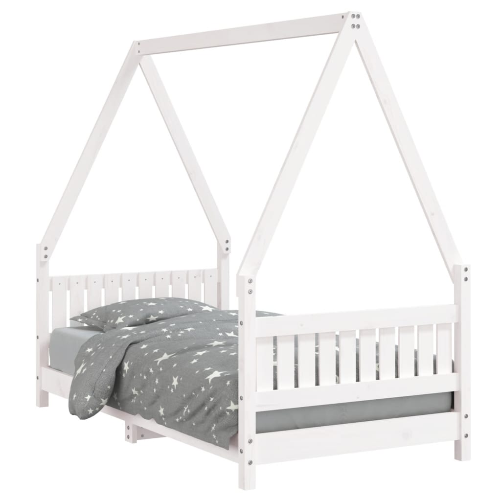 Children's bed white 80x160 cm solid pine wood