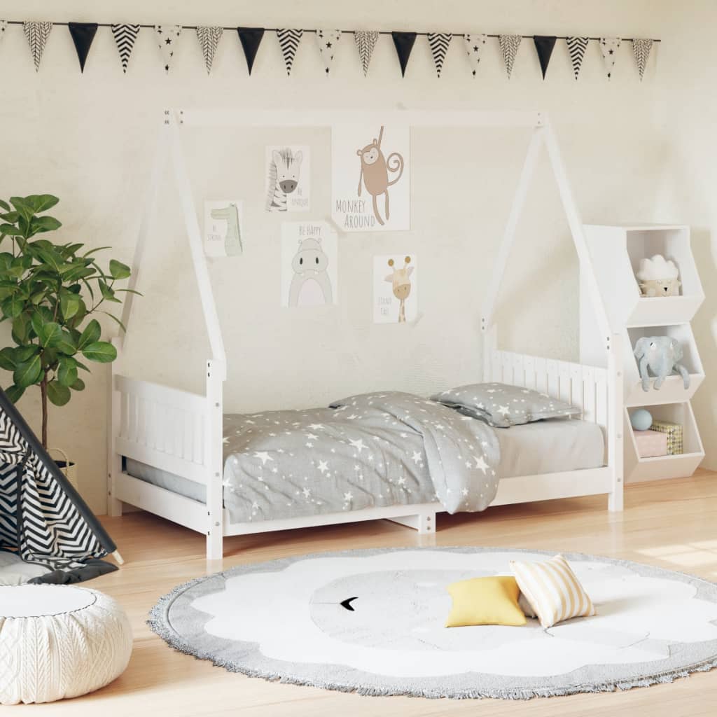 Children's bed white 80x160 cm solid pine wood