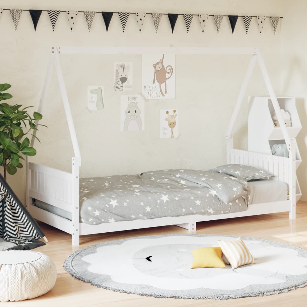 Children's bed white 90x190 cm solid pine wood