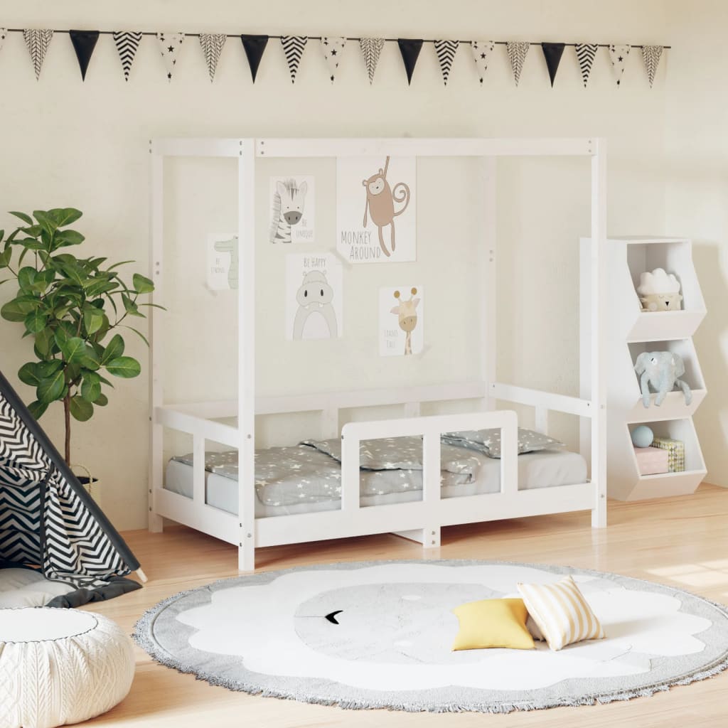 Children's bed white 70x140 cm solid pine wood