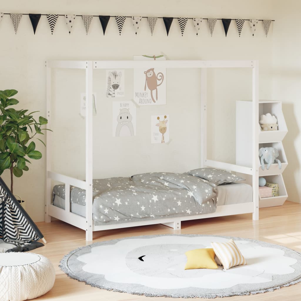 Children's bed white 80x160 cm solid pine wood