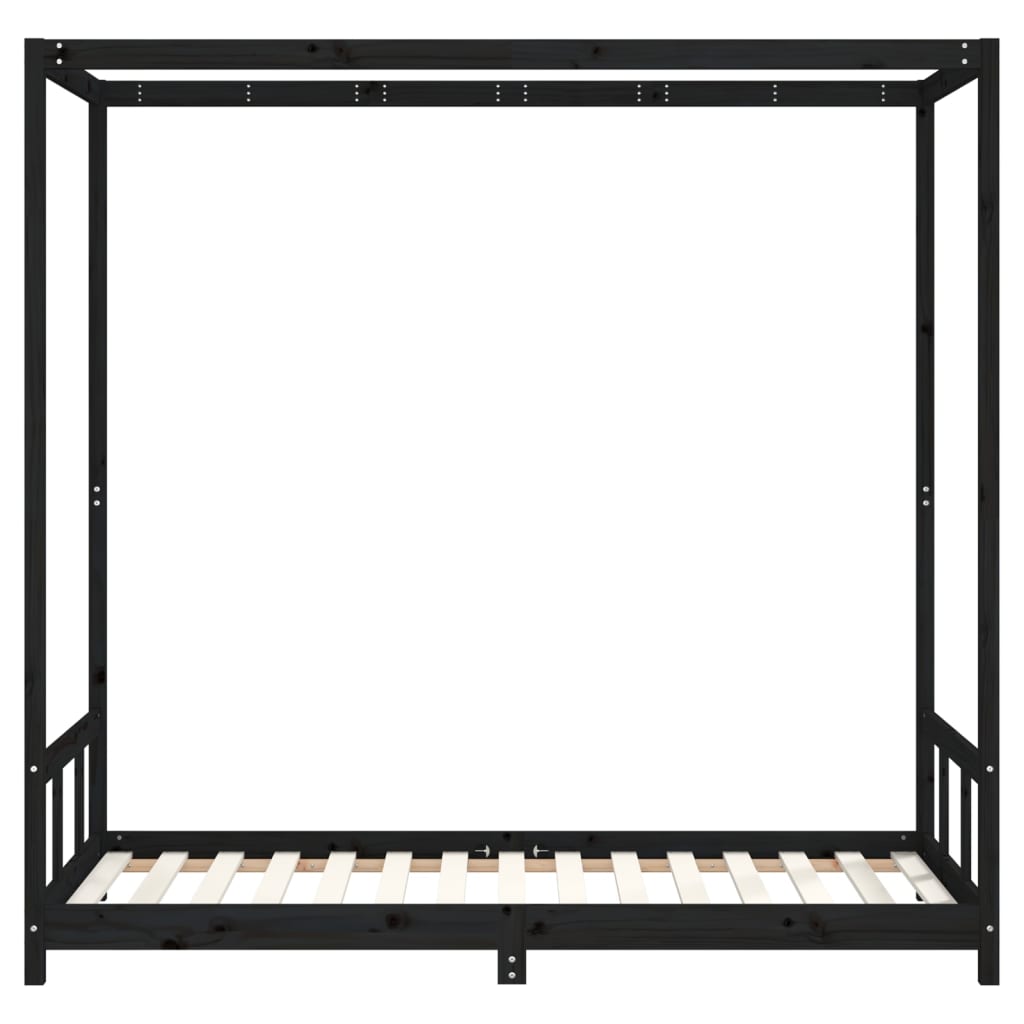 Children's bed black 90x190 cm solid pine wood