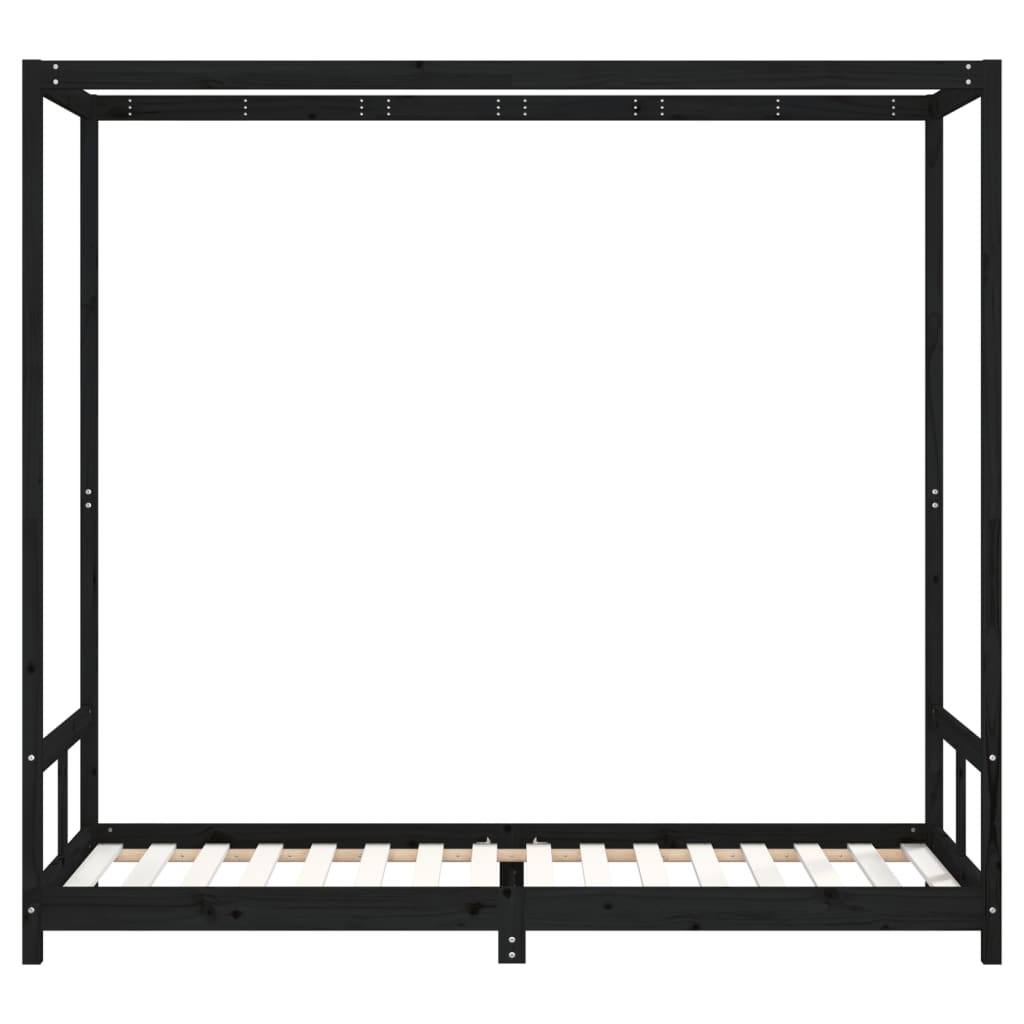 Children's bed black 80x200 cm solid pine wood