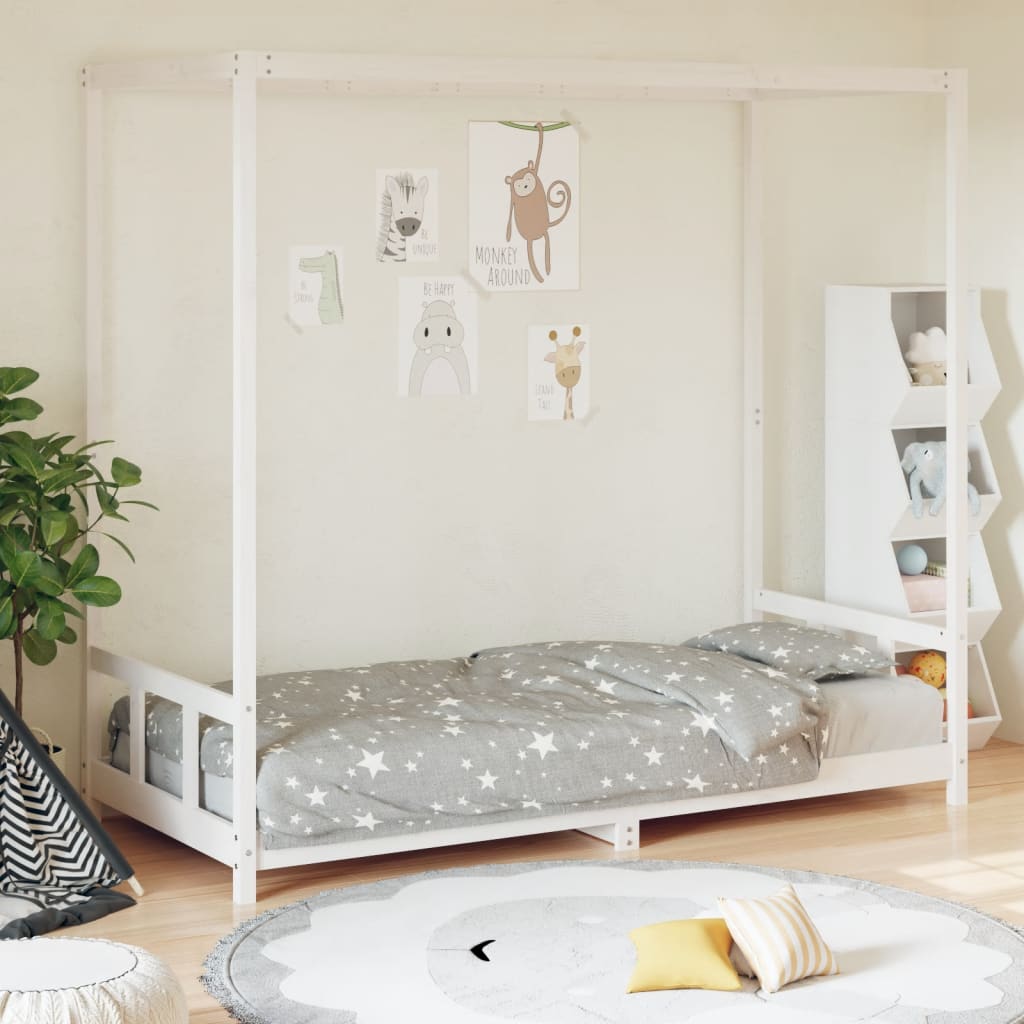 Children's bed white 90x200 cm solid pine wood