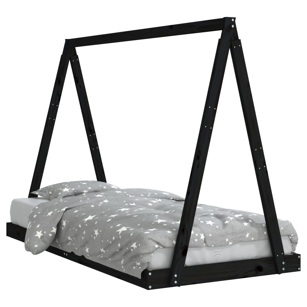 Children's bed black 90x190 cm solid pine wood