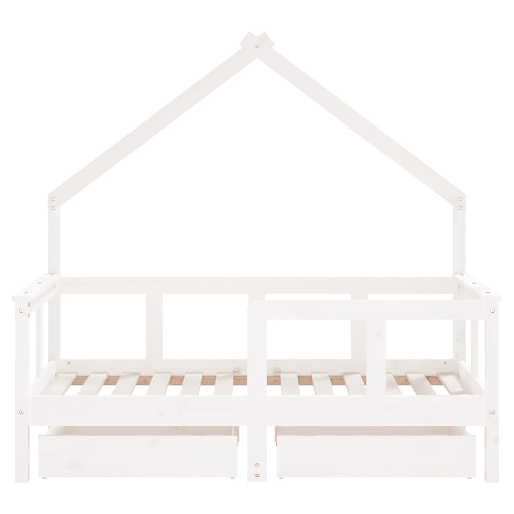 Children's bed with drawers white 70x140 cm solid pine wood