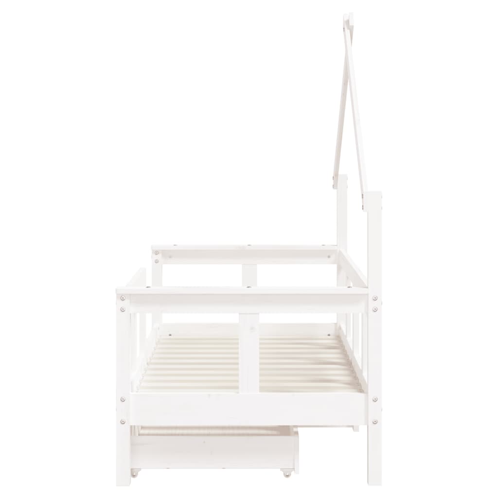 Children's bed with drawers white 70x140 cm solid pine wood