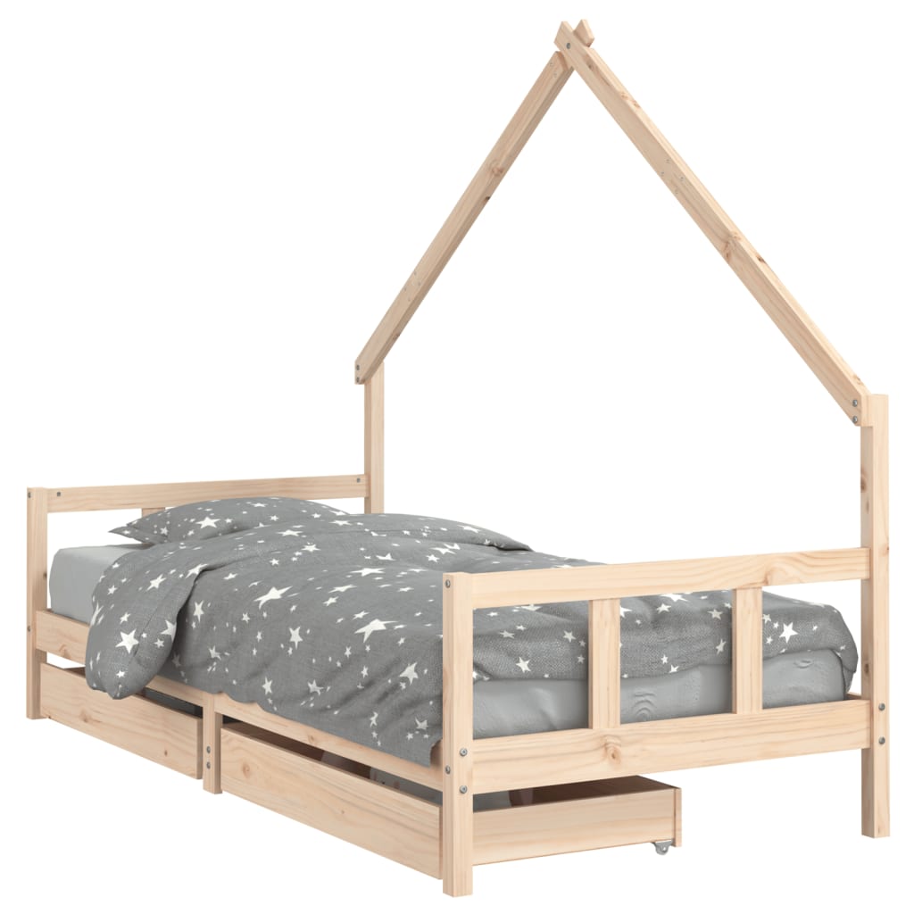 Children's bed with drawers 90x190 cm solid pine wood