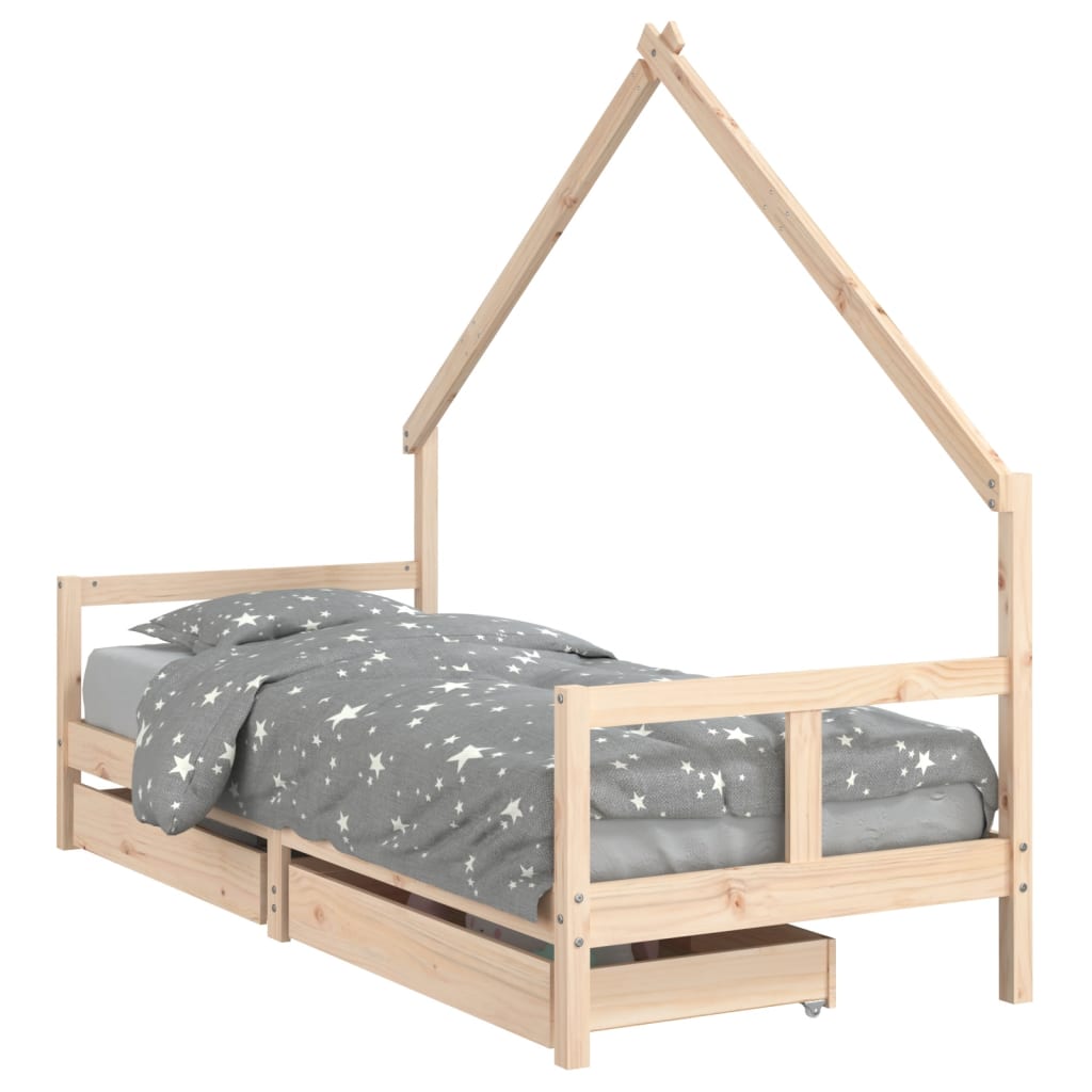 Children's bed with drawers 80x200 cm solid pine wood