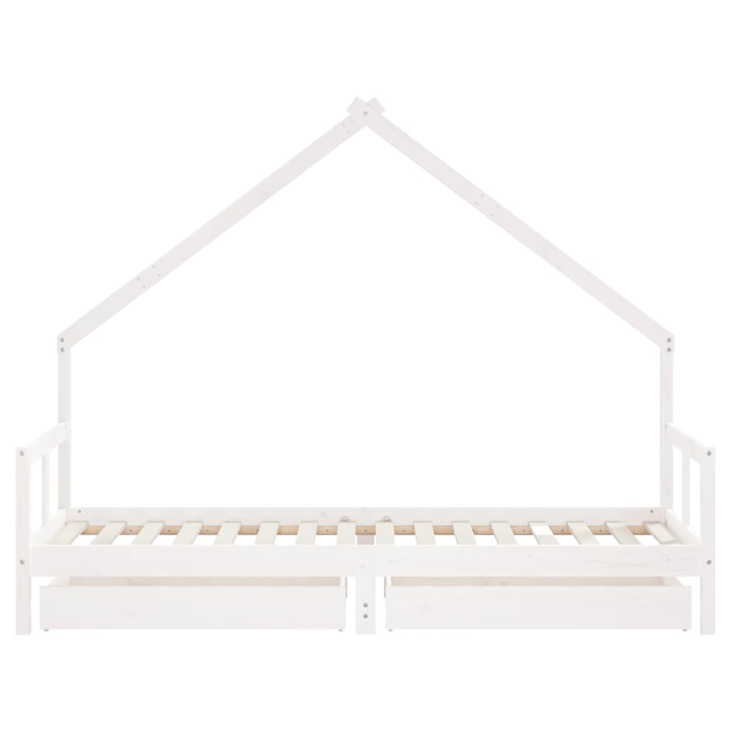 Children's bed with drawers white 80x200 cm solid pine wood